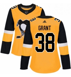 Womens Adidas Pittsburgh Penguins 38 Derek Grant Authentic Gold Alternate NHL Jersey 
