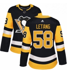 Womens Adidas Pittsburgh Penguins 58 Kris Letang Authentic Black Home NHL Jersey 
