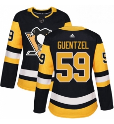Womens Adidas Pittsburgh Penguins 59 Jake Guentzel Authentic Black Home NHL Jersey 