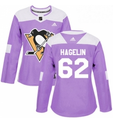 Womens Adidas Pittsburgh Penguins 62 Carl Hagelin Authentic Purple Fights Cancer Practice NHL Jersey 
