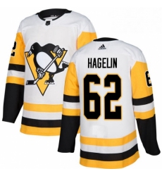 Womens Adidas Pittsburgh Penguins 62 Carl Hagelin Authentic White Away NHL Jersey 
