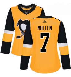 Womens Adidas Pittsburgh Penguins 7 Joe Mullen Authentic Gold Alternate NHL Jersey 