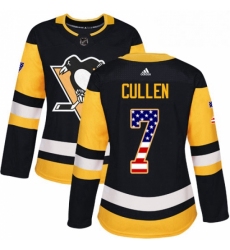Womens Adidas Pittsburgh Penguins 7 Matt Cullen Authentic Black USA Flag Fashion NHL Jersey 