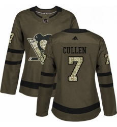 Womens Adidas Pittsburgh Penguins 7 Matt Cullen Authentic Green Salute to Service NHL Jersey 