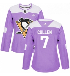 Womens Adidas Pittsburgh Penguins 7 Matt Cullen Authentic Purple Fights Cancer Practice NHL Jersey 