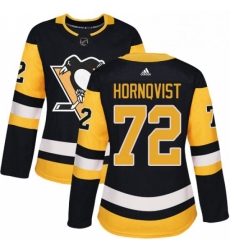 Womens Adidas Pittsburgh Penguins 72 Patric Hornqvist Authentic Black Home NHL Jersey 