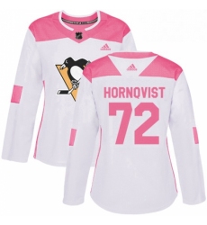 Womens Adidas Pittsburgh Penguins 72 Patric Hornqvist Authentic WhitePink Fashion NHL Jersey 