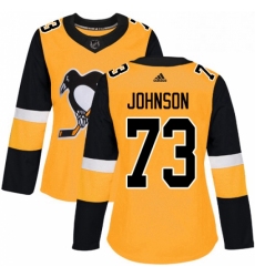 Womens Adidas Pittsburgh Penguins 73 Jack Johnson Authentic Gold Alternate NHL Jersey 