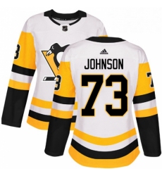 Womens Adidas Pittsburgh Penguins 73 Jack Johnson Authentic White Away NHL Jersey 