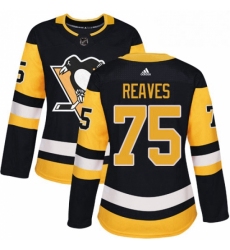 Womens Adidas Pittsburgh Penguins 75 Ryan Reaves Authentic Black Home NHL Jersey 
