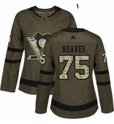 Womens Adidas Pittsburgh Penguins 75 Ryan Reaves Authentic Green Salute to Service NHL Jersey 