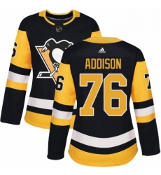 Womens Adidas Pittsburgh Penguins 76 Calen Addison Authentic Black Home NHL Jersey 