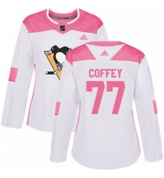 Womens Adidas Pittsburgh Penguins 77 Paul Coffey Authentic WhitePink Fashion NHL Jersey 