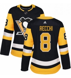 Womens Adidas Pittsburgh Penguins 8 Mark Recchi Authentic Black Home NHL Jersey 