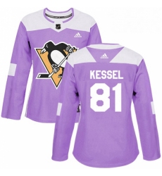 Womens Adidas Pittsburgh Penguins 81 Phil Kessel Authentic Purple Fights Cancer Practice NHL Jersey 