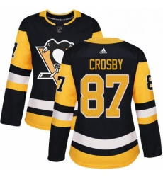 Womens Adidas Pittsburgh Penguins 87 Sidney Crosby Authentic Black Home NHL Jersey 