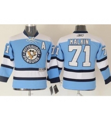 Kids Pittsburgh Penguins 71 Evgeni Malkin Blue Stitched NHL Jersey