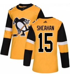 Youth Adidas Pittsburgh Penguins 15 Riley Sheahan Authentic Gold Alternate NHL Jersey 