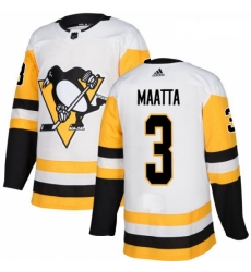 Youth Adidas Pittsburgh Penguins 3 Olli Maatta Authentic White Away NHL Jersey 