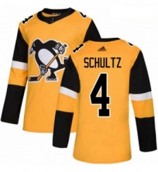 Youth Adidas Pittsburgh Penguins 4 Justin Schultz Authentic Gold Alternate NHL Jersey 