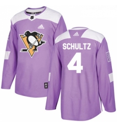 Youth Adidas Pittsburgh Penguins 4 Justin Schultz Authentic Purple Fights Cancer Practice NHL Jersey 