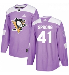 Youth Adidas Pittsburgh Penguins 41 Daniel Sprong Authentic Purple Fights Cancer Practice NHL Jersey 