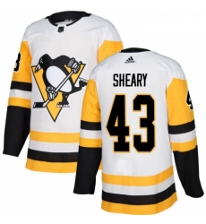 Youth Adidas Pittsburgh Penguins 43 Conor Sheary Authentic White Away NHL Jersey 