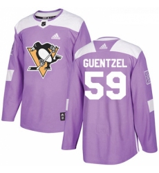 Youth Adidas Pittsburgh Penguins 59 Jake Guentzel Authentic Purple Fights Cancer Practice NHL Jersey 