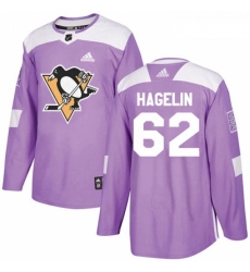 Youth Adidas Pittsburgh Penguins 62 Carl Hagelin Authentic Purple Fights Cancer Practice NHL Jersey 