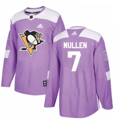 Youth Adidas Pittsburgh Penguins 7 Joe Mullen Authentic Purple Fights Cancer Practice NHL Jersey 