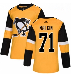 Youth Adidas Pittsburgh Penguins 71 Evgeni Malkin Authentic Gold Alternate NHL Jersey 