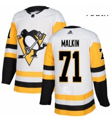 Youth Adidas Pittsburgh Penguins 71 Evgeni Malkin Authentic White Away NHL Jersey 