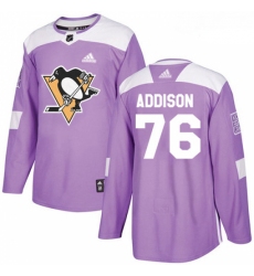 Youth Adidas Pittsburgh Penguins 76 Calen Addison Authentic Purple Fights Cancer Practice NHL Jersey 