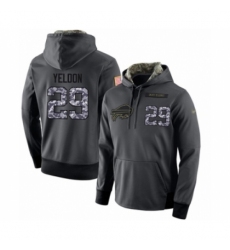 Football Mens Buffalo Bills 29 TJ Yeldon Stitched Black Anthracite Salute to Service Player Performance Hoodie