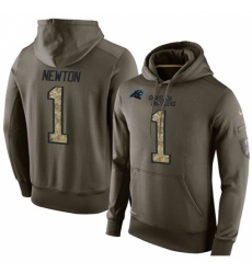 NFL Nike Carolina Panthers 1 Cam Newton Green Salute To Service Mens Pullover Hoodie