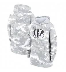 Women Cincinnati Bengals 2024 Arctic Camo Salute To Service Club Fleece Pullover Hoodie