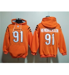 Men Cincinnati Bengals 91 Trey Hendrickson Orange Pullover Hoodie