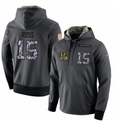 NFL Mens Nike Cincinnati Bengals 15 John Ross Stitched Black Anthracite Salute to Service Player Performance Hoodie
