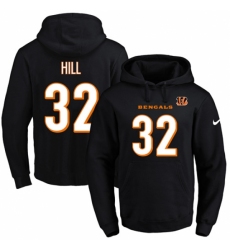 NFL Mens Nike Cincinnati Bengals 32 Jeremy Hill Black Name Number Pullover Hoodie
