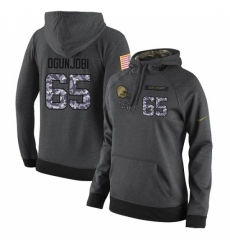NFL Womens Nike Cleveland Browns 65 Larry Ogunjobi Stitched Black Anthracite Salute to Service Player Performance Hoodie