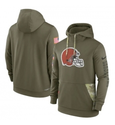 Men Cleveland Browns 2022 Olive Salute To Service Therma Performance Pullover Hoodie