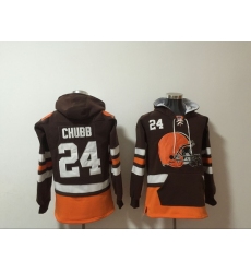 NFL Men Cleveland Browns 24 Nick Chubb Stitched Hoodie