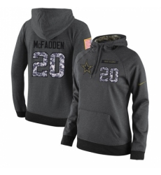 NFL Womens Nike Dallas Cowboys 20 Darren McFadden Stitched Black Anthracite Salute to Service Player Performance Hoodie