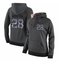 NFL Womens Nike Dallas Cowboys 28 Darren Woodson Stitched Black Anthracite Salute to Service Player Performance Hoodie