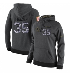 NFL Womens Nike Dallas Cowboys 35 Kavon Frazier Stitched Black Anthracite Salute to Service Player Performance Hoodie