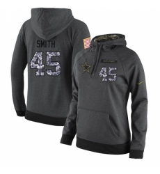 NFL Womens Nike Dallas Cowboys 45 Rod Smith Stitched Black Anthracite Salute to Service Player Performance Hoodie