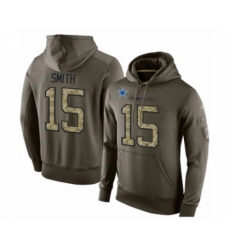 Football Mens Dallas Cowboys 15 Devin Smith Green Salute To Service Pullover Hoodie