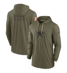 Men Dallas Cowboys 2022 Olive Salute To Service Tonal Pullover Hoodie
