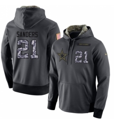 NFL Mens Nike Dallas Cowboys 21 Deion Sanders Stitched Black Anthracite Salute to Service Player Performance Hoodie