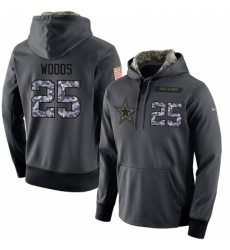 NFL Mens Nike Dallas Cowboys 25 Xavier Woods Stitched Black Anthracite Salute to Service Player Performance Hoodie